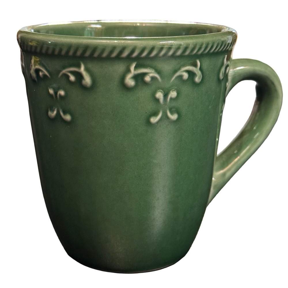 Better Homes And Gardens Green Scroll Mug Ceramic Coffee Tea Cup Discontinued